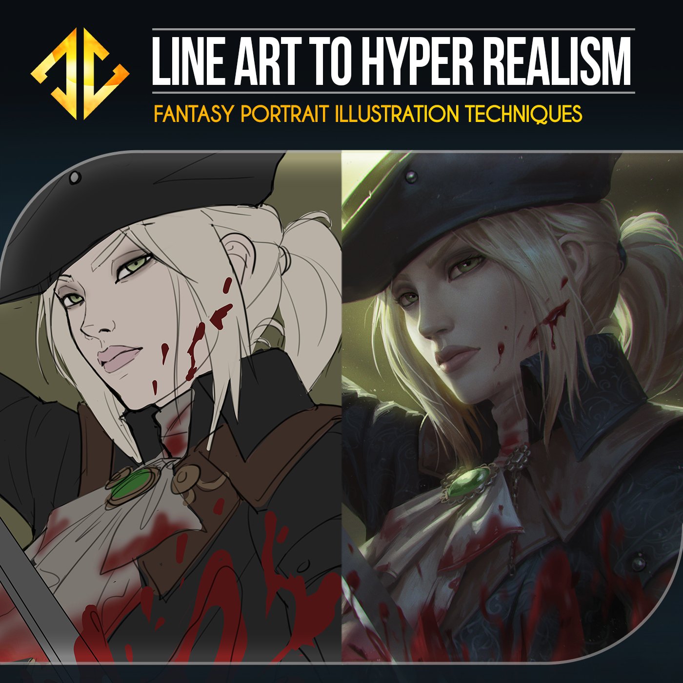 Fantasy Portrait Lineart to Realism
